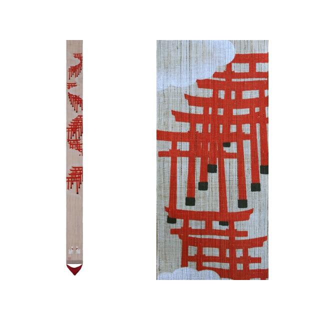 手染めタペストリー 麻織布手染めタペストリー 麻細タペストリー（千本鳥居）年中柄 天然