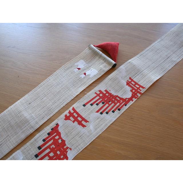 麻織布手染めタペストリー 麻細タペストリー（千本鳥居）年中柄 天然