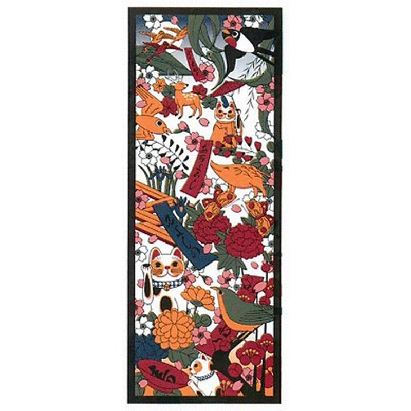 手拭い プリント手拭い 福まねき猫シリーズ （花札） 日本製手ぬぐい