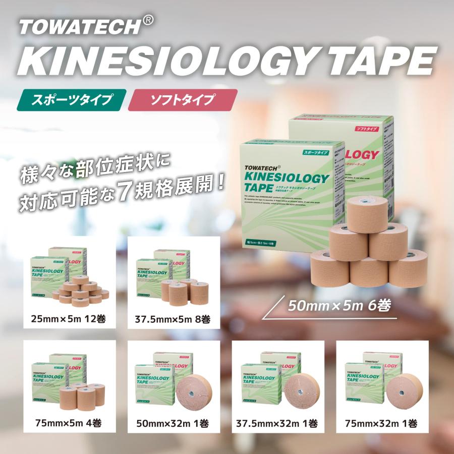 【11/1-11/5限定価格】2箱セット トワテック キネシオロジーテープ 50mm×5m 6巻 スポーツタイプ ソフト キネシオ テーピング 撥水 伸縮 捻挫 送料無料 | トワテック | 05