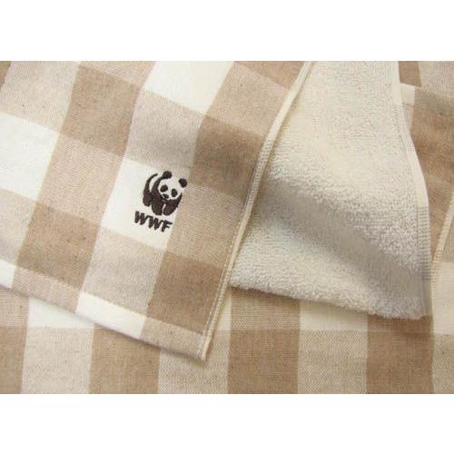 【オーガニックコットン】WWF チェック　ガーゼバスタオル｜towel-agatsuma