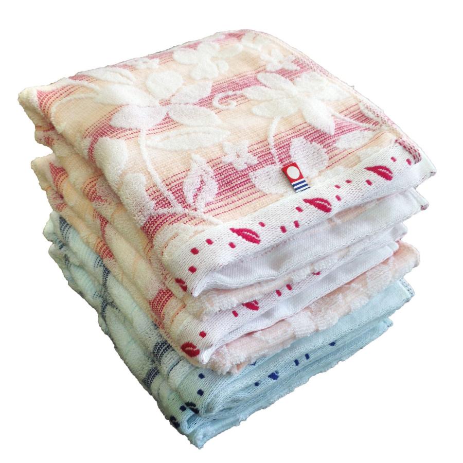 今治タオル フェイスタオル グラデーションフラワー 4枚セット (ブルー2枚・ピンク2枚) まとめ買い 送料無料 | 今治タオル