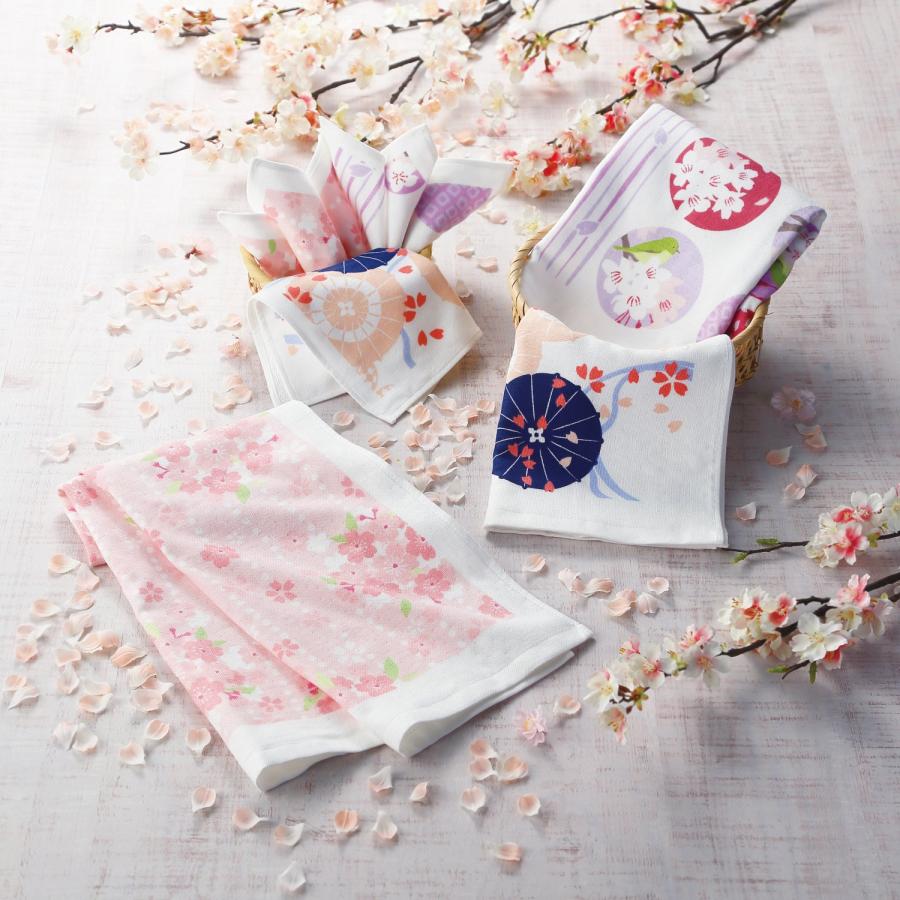 タオル美術館 タオルハンカチ SALE さいか 桜にメジロ ギフト