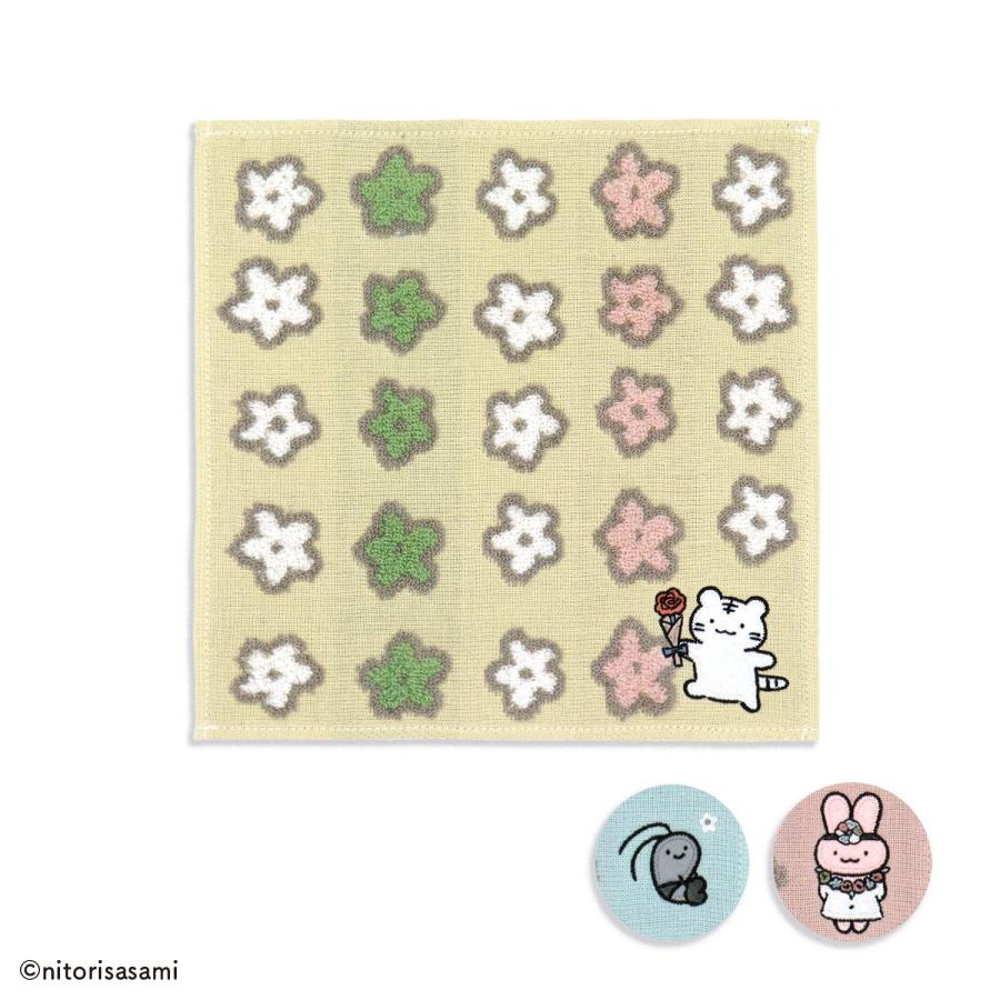 ノベルティ　タオルハンカチ ホワイト/ブラック タオルハンカチ タオル 名入れ 刺繍 ホワイトタイガーとブラック