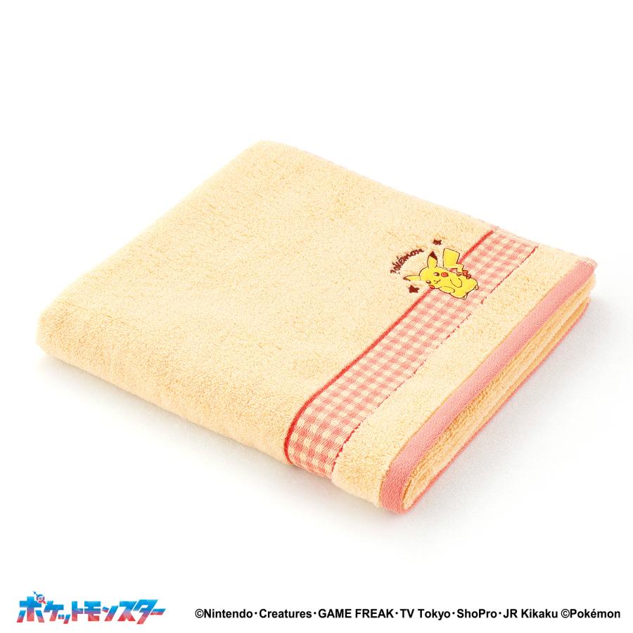 ポケモン バスタオル リバーシブルチェック 名入れ 刺繍 ギフト 贈り物