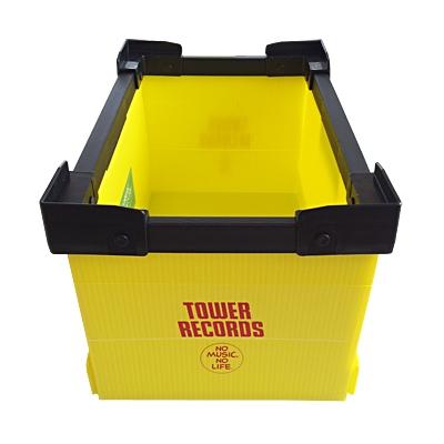 TOWER RECORDS コンテナ タワレコ イエロー　3個 工具不要、軽量＆折りたたみ可能なレコード収納ケース。タワレコ 家具・インテリア