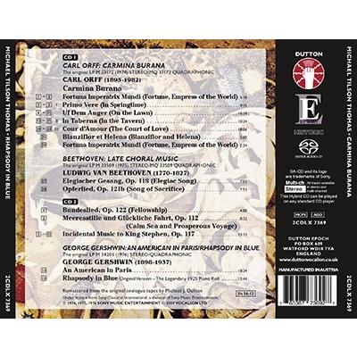 マイケル・ティルソン・トーマス Orff: Carmina Burana/Beethoven: Late Choral Music/Gershwin: An American in Paris SACD Hybrid |  | 01