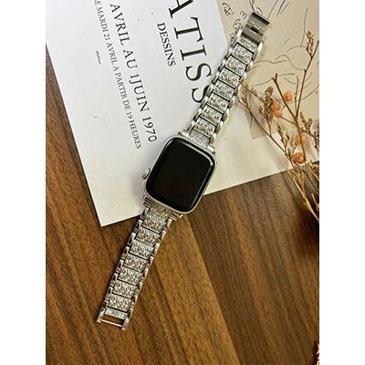 Melia Apple Watch ストーン付きメタルバンド 41/40/38mm シルバー Accessories |  | 01