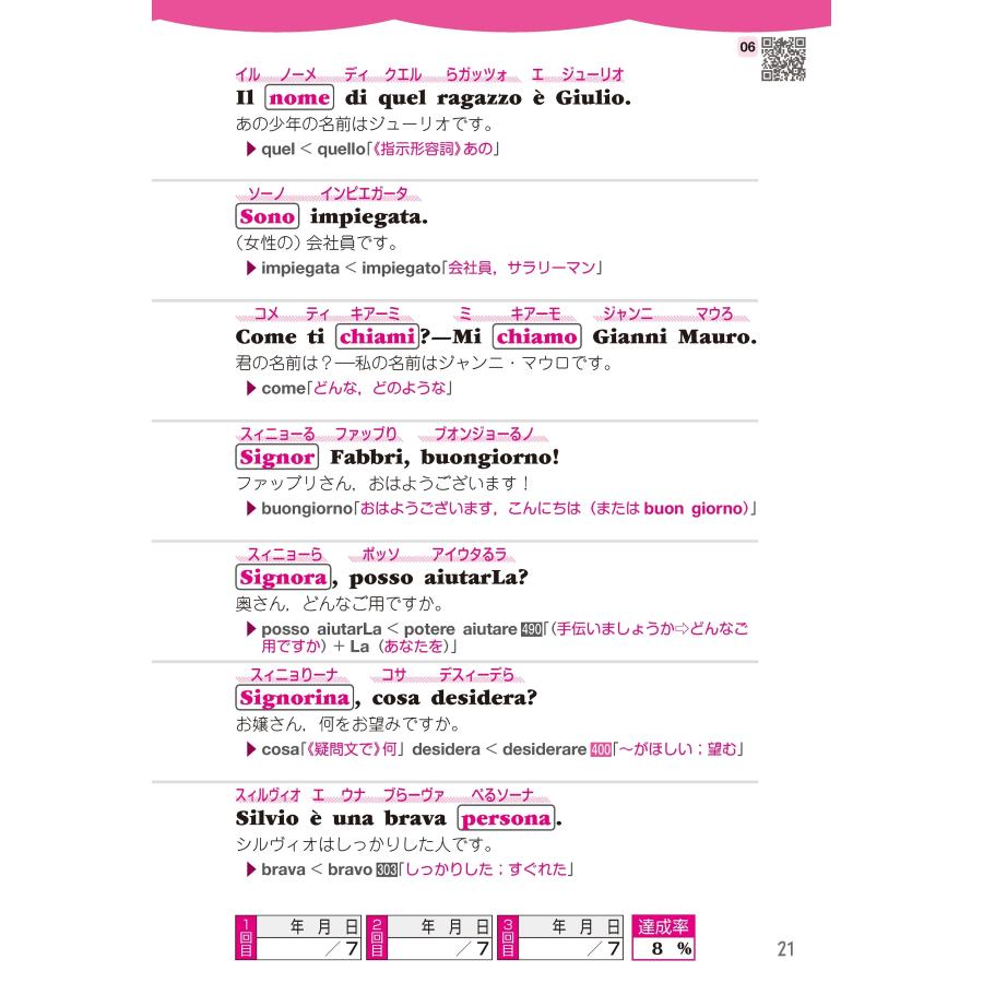 佐藤徳和 1か月で復習するイタリア語基本の500単語[新装版] Book |  | 04