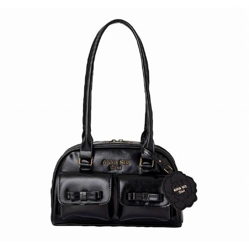 【美品】ANNA SUI 自立 底鋲 肩掛け A4 ビジネスバッグ ロゴ レザー ANNA SUI mini ロングハンドルボストンバッグBOOK ROSE ver. Book