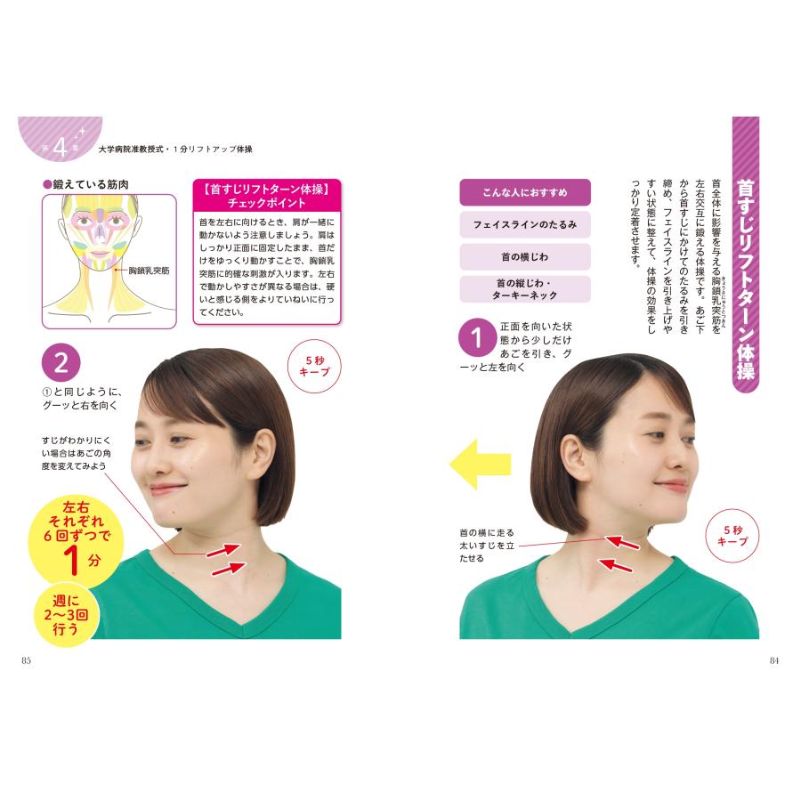 奥田逸子 首のしわ たるみ 口元の小じわ・二重あご 何歳からでもここまで若くなる! 名医が教える最新1分体操大全 Book |  | 06