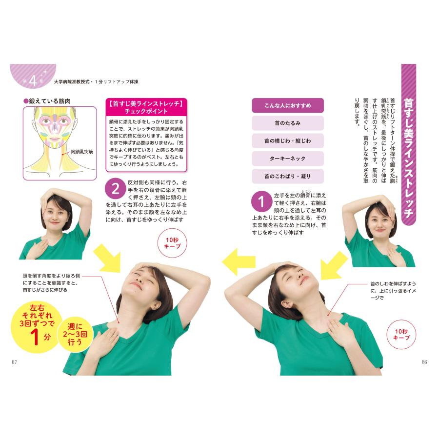 奥田逸子 首のしわ たるみ 口元の小じわ・二重あご 何歳からでもここまで若くなる! 名医が教える最新1分体操大全 Book |  | 07