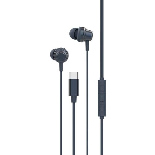 グリーンハウス Type-C ハイブリッド有線イヤホン ネイビー (ダイナミックドライバー+ピエゾドライバー) Headphone/Earphone | 