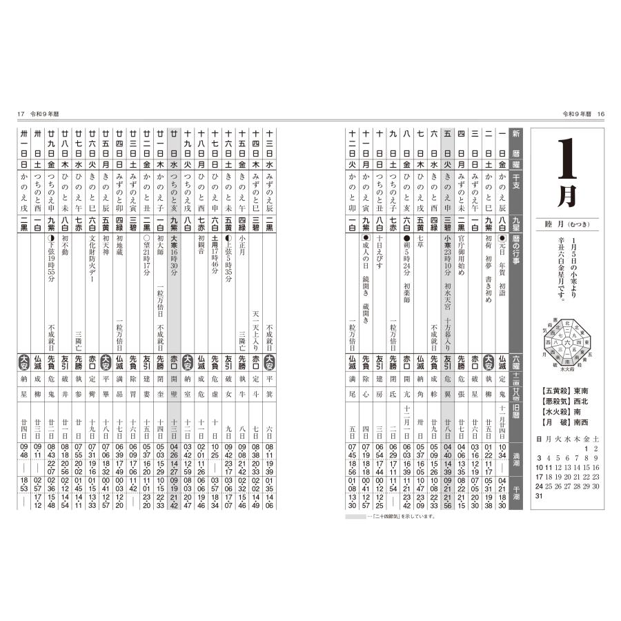純正運命学会 令和9年版 純正運命学会 開運本暦 九星方位気学による毎月・毎日の運勢 Book |  | 03