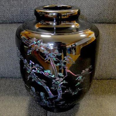 螺鈿花瓶 送料無料 ◇ 工芸品 漆 螺鈿 花瓶 直径230×高さ290mm 天朗氣清 恵風和