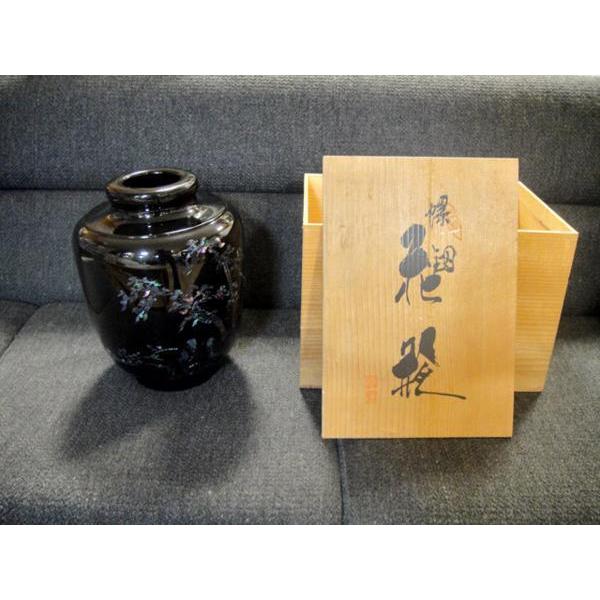 螺鈿花瓶 送料無料 ◇ 工芸品 漆 螺鈿 花瓶 直径230×高さ290mm 天朗氣清 恵風和