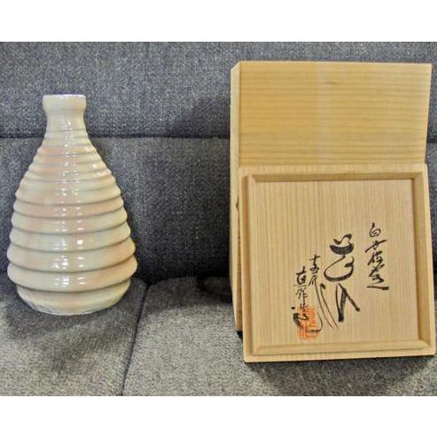 送料無料 ◇ 工芸品 陶磁器 白丹波焼 花瓶 正元直 直径165×高さ265mm