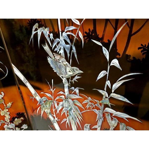 絵画 工芸品 漆 ◇ 屏風 花鳥螺鈿屏風 中国製 四曲一隻 漆芸 絵画 工芸品 漆 ◇ 屏風 花鳥螺鈿屏風 中国製 四曲一隻 漆芸