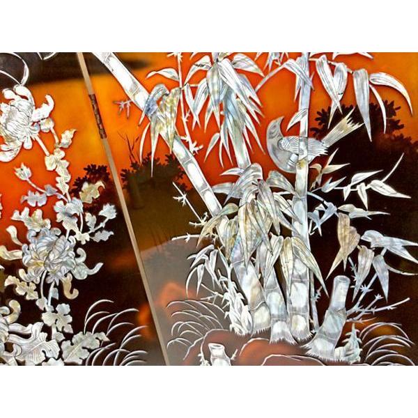 絵画 工芸品 漆 ◇ 屏風 花鳥螺鈿屏風 中国製 四曲一隻 漆芸 絵画 工芸品 漆 ◇ 屏風 花鳥螺鈿屏風 中国製 四曲一隻 漆芸