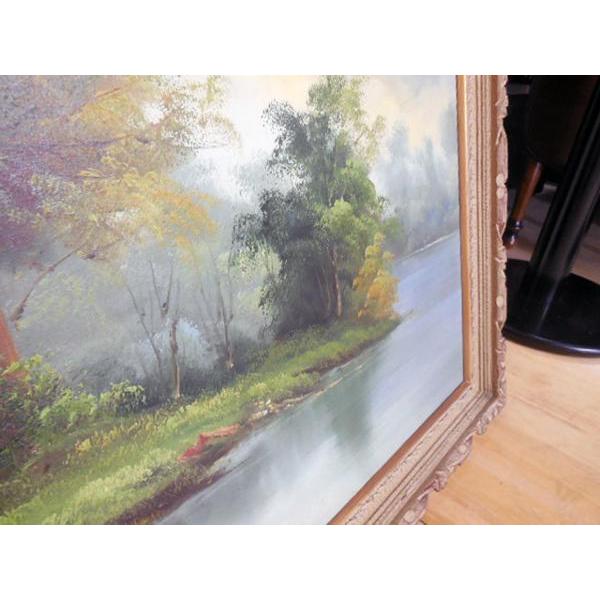絵画 油絵 ◇ 風景画 水車 湖のほとり BLE 40号 幅1315×奥行70 絵画 油絵 ◇ 風景画 水車 湖のほとり BLE 40号 幅1315×奥行70