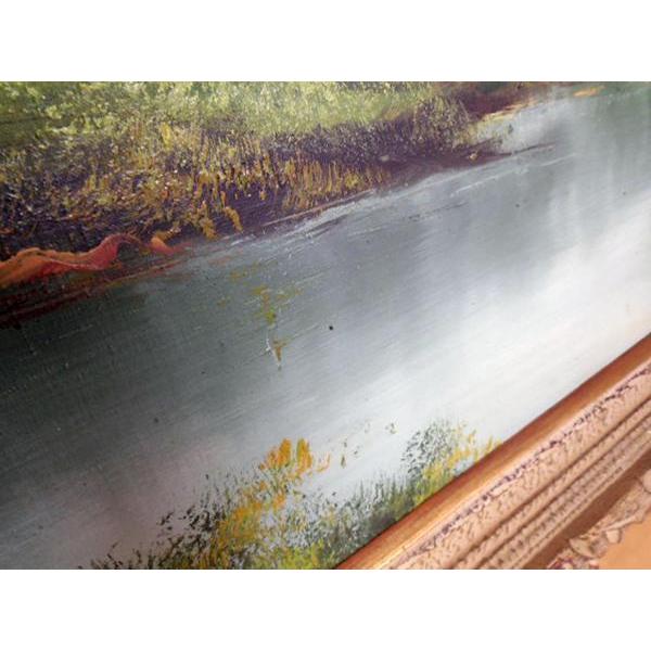 絵画 油絵 ◇ 風景画 水車 湖のほとり BLE 40号 幅1315×奥行70 絵画 油絵 ◇ 風景画 水車 湖のほとり BLE 40号 幅1315×奥行70