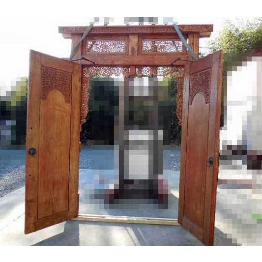 木製工芸 ◇ バリ製 大型 扉 木製 彫刻 幅2210×奥行170×高さ2850mm