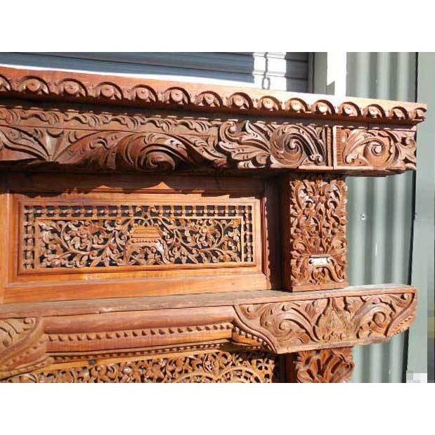 木製工芸 ◇ バリ製 大型 扉 木製 彫刻 幅2210×奥行170×高さ2850mm