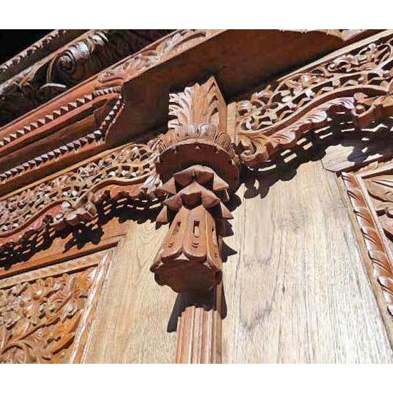 木製工芸 ◇ バリ製 大型 扉 木製 彫刻 幅2210×奥行170×高さ2850mm