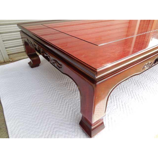 カリモク家具 オールドカリモク ◇ 高級座卓 4.5尺 彫刻装飾 幅 カリモク家具 オールドカリモク ◇ 高級座卓 4.5尺 彫刻装飾 幅
