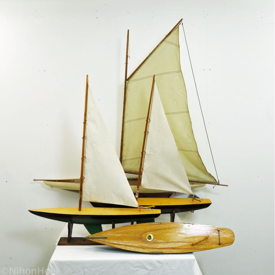 希少品 骨董品 アンティーク 木製ヨット 80年前 送料無料 ◇ Authentic Modelsなど 木製ヨット模型 4隻