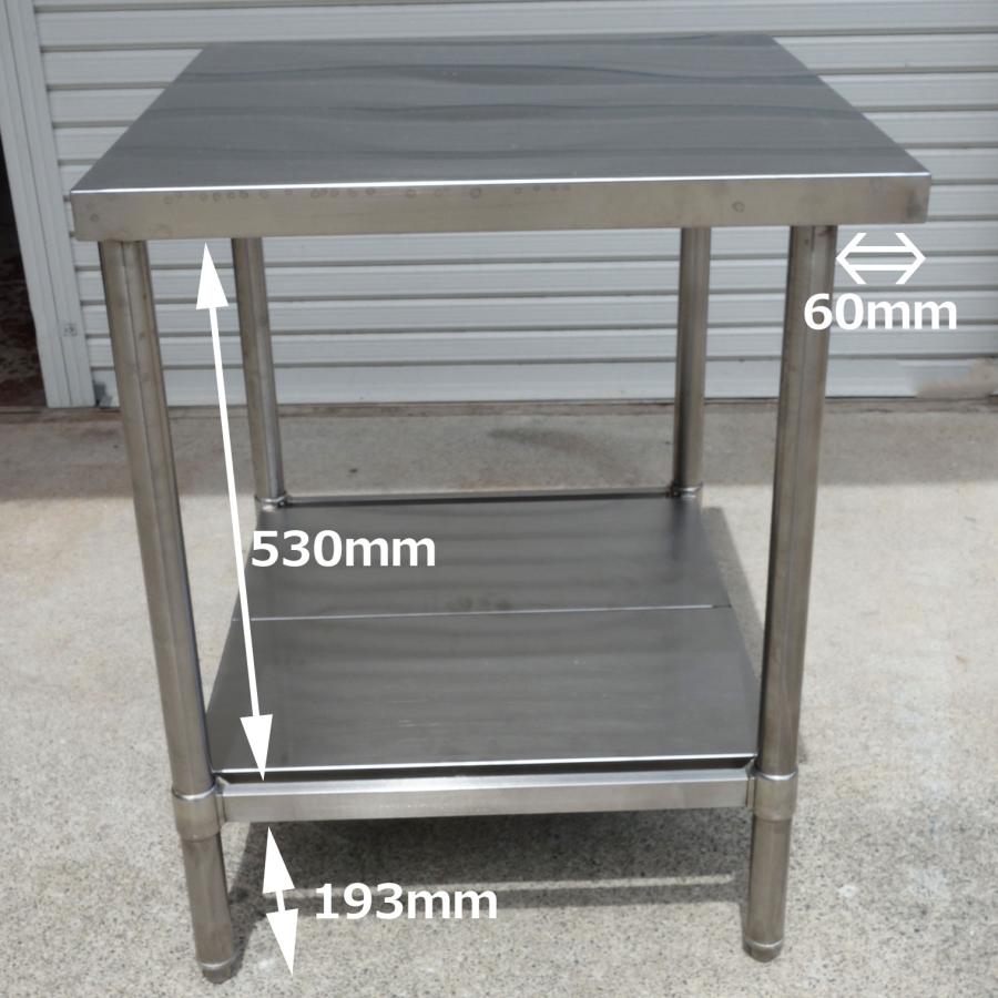 ステンレス 作業台 ◇ 幅680×奥行650×高さ800mm 丸パイプ 棚 棚板付き 