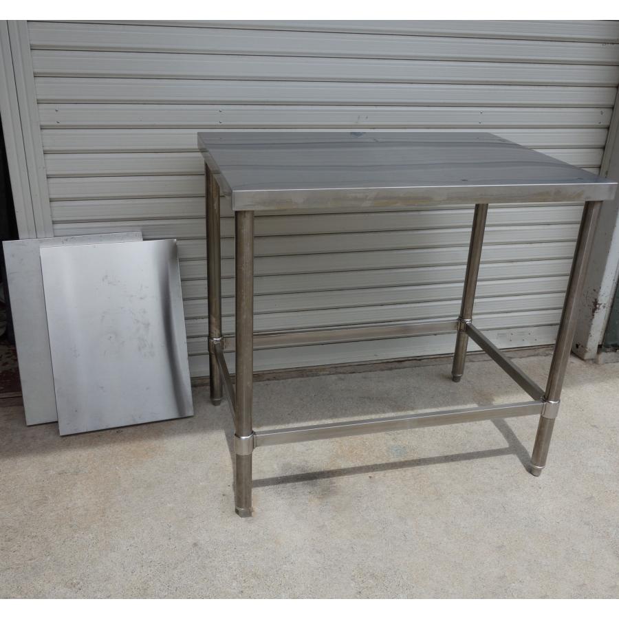 ステンレス 作業台 ◇ 幅850×奥行600×高さ800mm 丸パイプ 棚 棚板付き