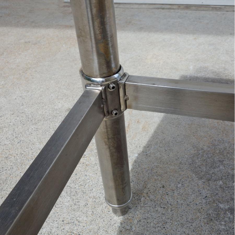 ステンレス 作業台 ◇ 幅850×奥行600×高さ800mm 丸パイプ 棚 棚板付き