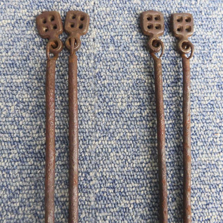 飾り火箸 2組セット ◇ 長さ265mm 鉄 茶道具 サビ 骨董 レトロ 古道具