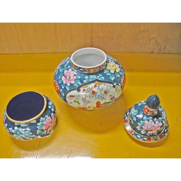 送料無料 ◇ 工芸品 陶磁器 飾壺 光右衛門 幅290×奥行290×高さ490mm