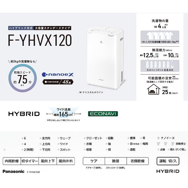 F-YHVX120-W パナソニック ハイブリッド方式 衣類乾燥除湿機 部屋干し エコナビ ナノイーX ホワイト PANASONIC F-YHVX120(W)｜townmall｜07