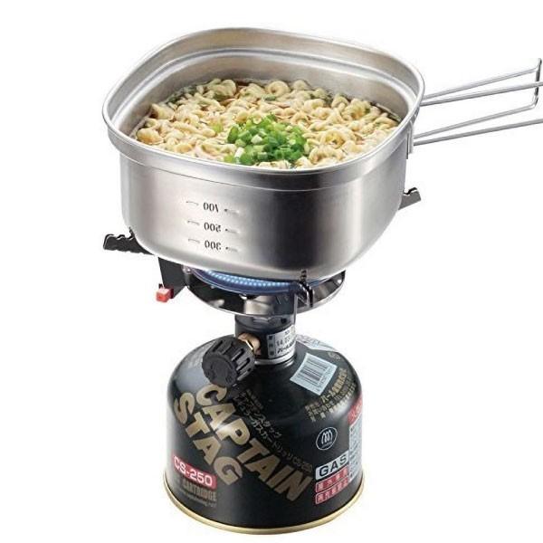 キャンプ用 ステンレス角型 ラーメン クッカー 1.3L 日本製 UH4202 キャプテンスタッグ CAPTAIN STAG アウトドア用 ソロキャンプ 道具 鍋 湯切り口付 UH-4202｜townmall｜03