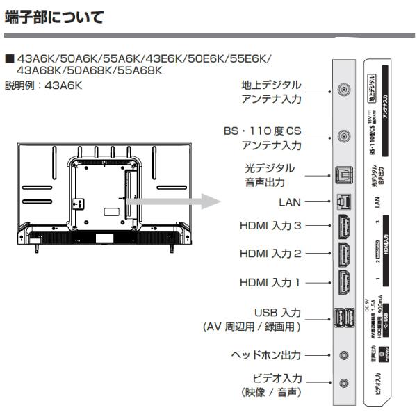 ハイセンス Hisense 43E6K VOD対応 液晶テレビ 43V型 ネット動画視聴 