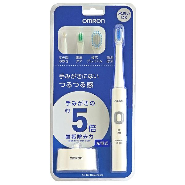 メディクリーン オムロン 電動歯ブラシ HT-B304-W 軽量約46g ブラシ4本