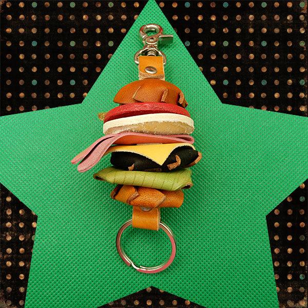 ジャンククリエイツ レザーキーホルダー ABCバーガー ハンドメイド
