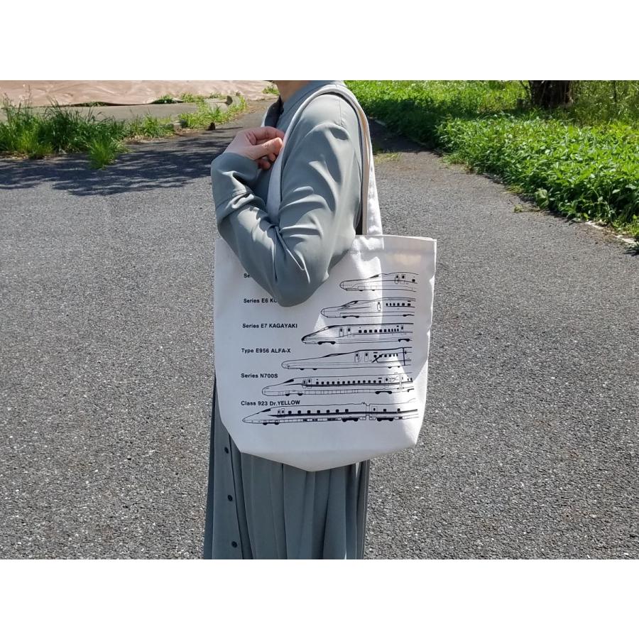 メール便なら送料無料 新幹線6車両デザイン 帆布 舟型トートバッグ E5