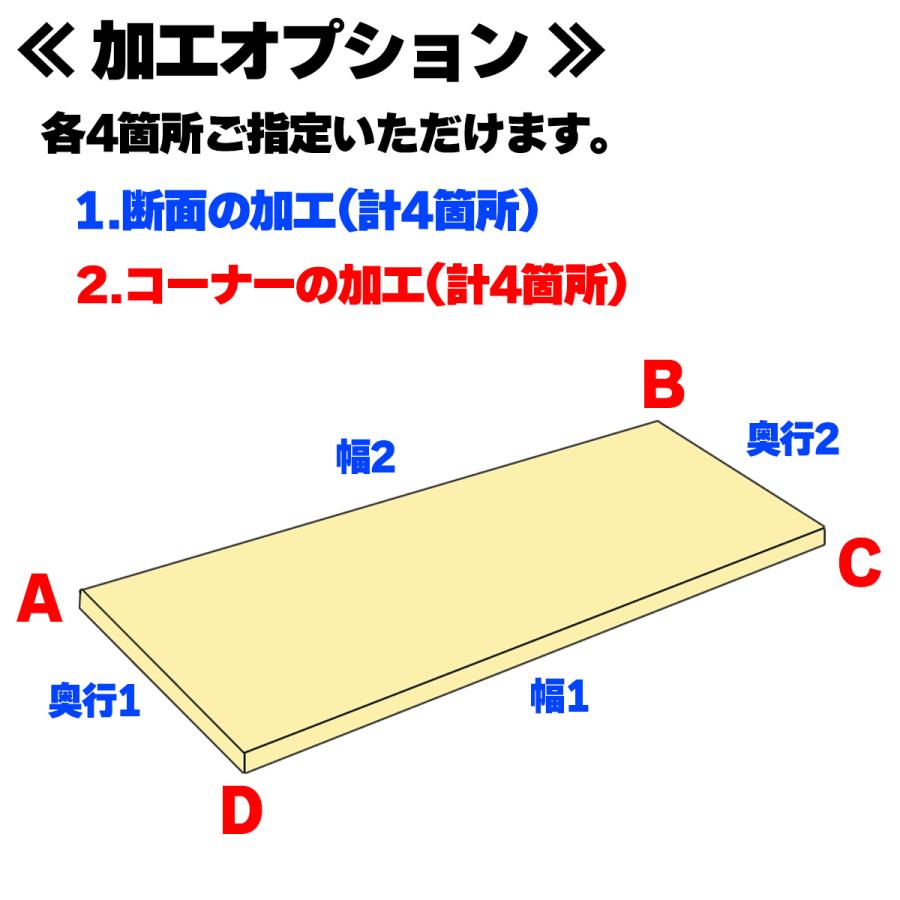ゴム集成材 オーダーカット 25mm厚 幅1101〜1200mm 奥行401〜500mm 棚