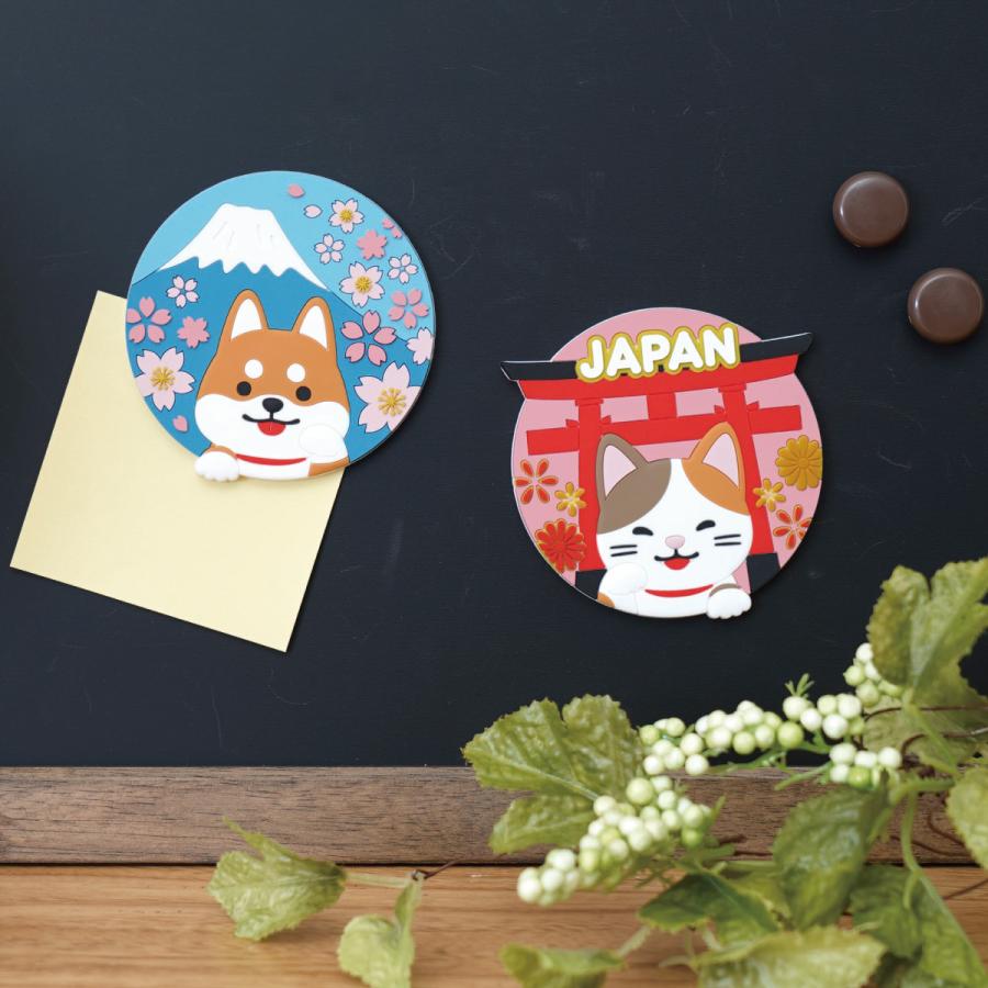 ジャパニーズ カルチャー マグネット 柴犬 三毛猫 Japanese culture