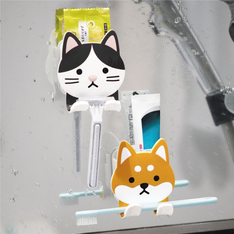 フック スティッキーフック ポケット 吸着式 はちわれ みけねこ しばいぬ トイプードル うさぎ はりねずみ ふくろう パンダ グッズ 浴室 洗面所 玄関  壁面収納 |  | 30