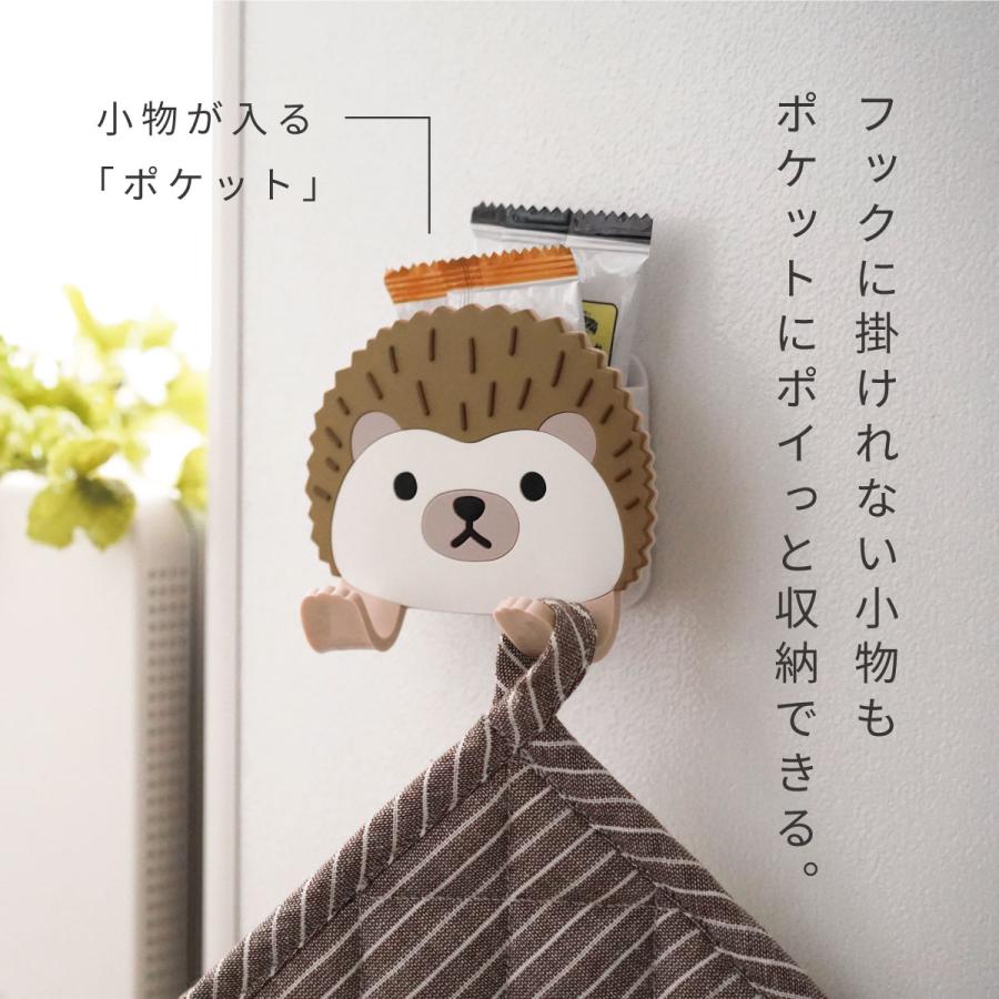 フック スティッキーフック ポケット 吸着式 はちわれ みけねこ しばいぬ トイプードル うさぎ はりねずみ ふくろう パンダ グッズ 浴室 洗面所 玄関  壁面収納 |  | 19