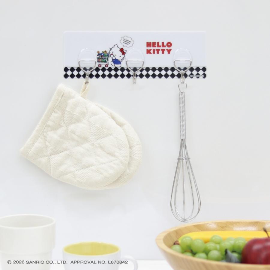 ハローキティ シートフック 3連 粘着フック 壁掛けフック 穴開けない キッチン 洗面所 お風呂場 バスルーム 玄関 小物収納 鍵収納 透明 |  | 01