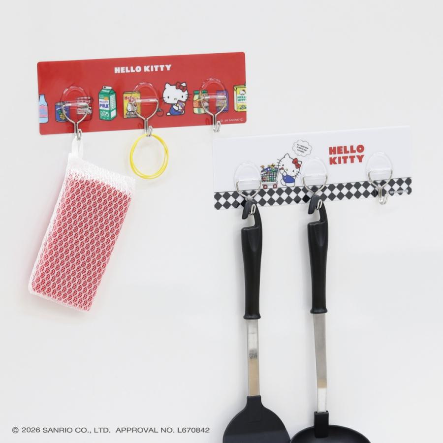 ハローキティ シートフック 3連 粘着フック 壁掛けフック 穴開けない キッチン 洗面所 お風呂場 バスルーム 玄関 小物収納 鍵収納 透明 |  | 04