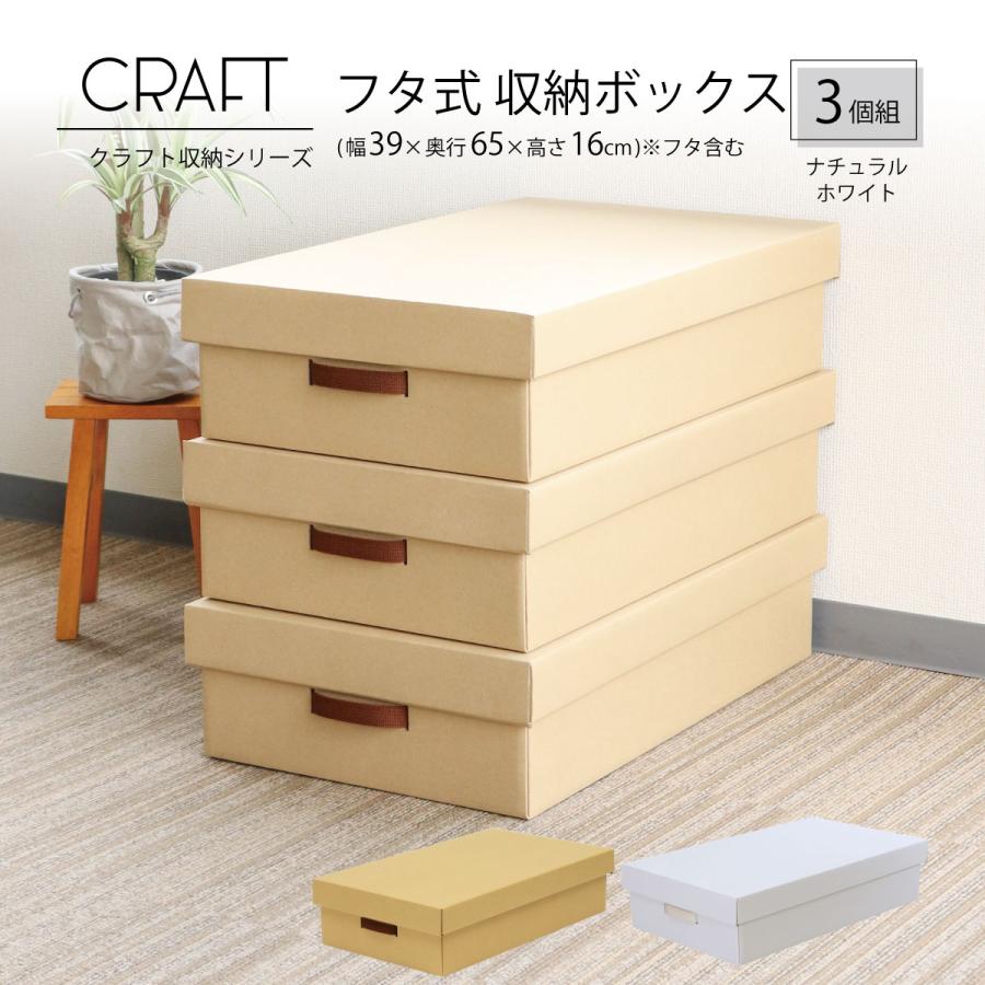 3個セット 送料無料 クラフト ダンボール 収納ボックス 押入 ベット下収納 エコ ナチュラル 下着 衣類 高価値 衣装ケース 日本製