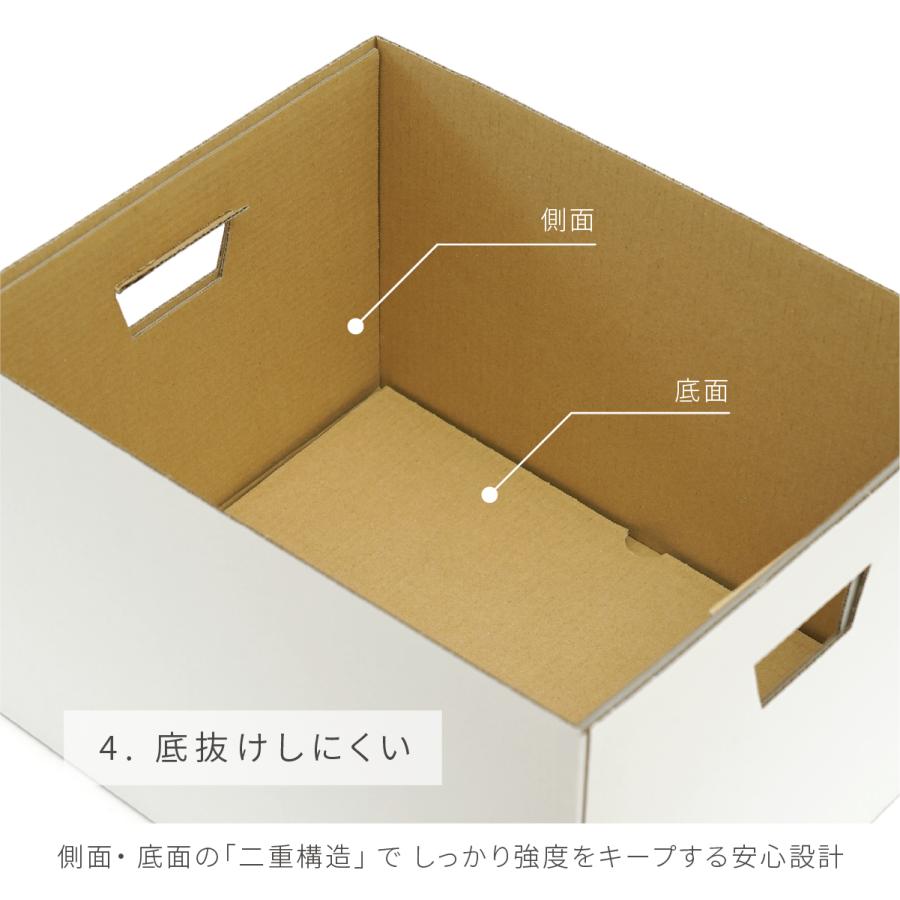 収納ケース A4 収納ボックス 書類 ふた付き ダンボール 白 6個組 5個