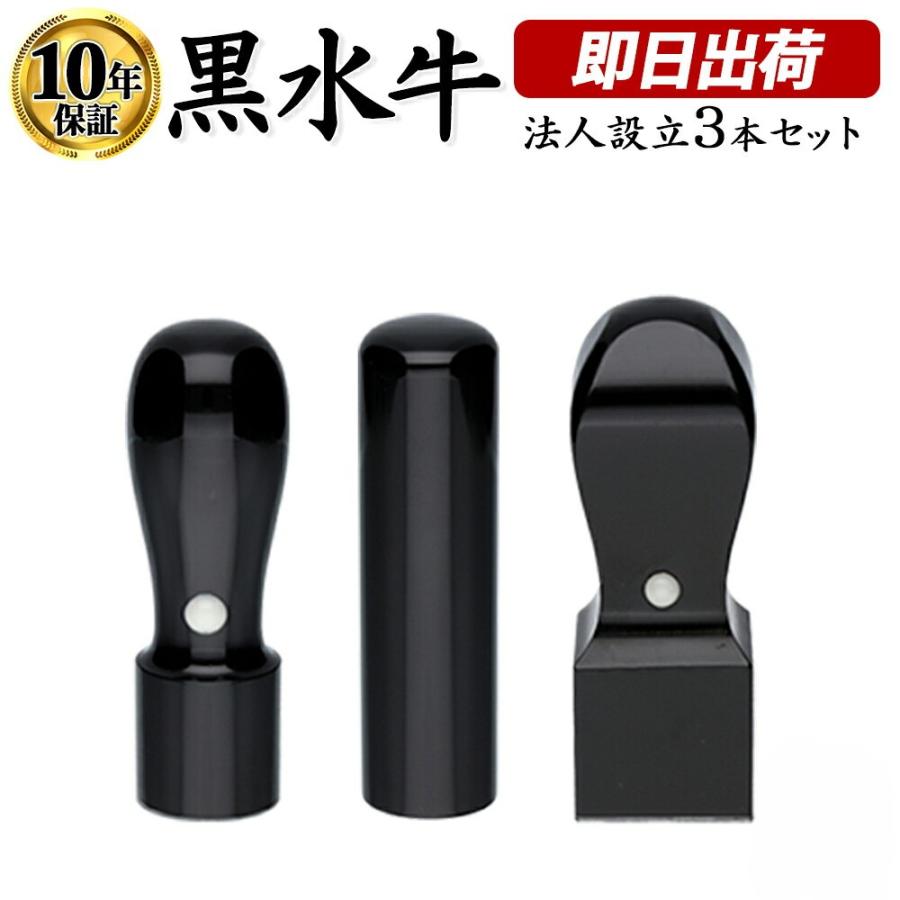 法人印鑑 セット 3本 会社設立 黒水牛 印鑑 はんこ Aセット 即日発送